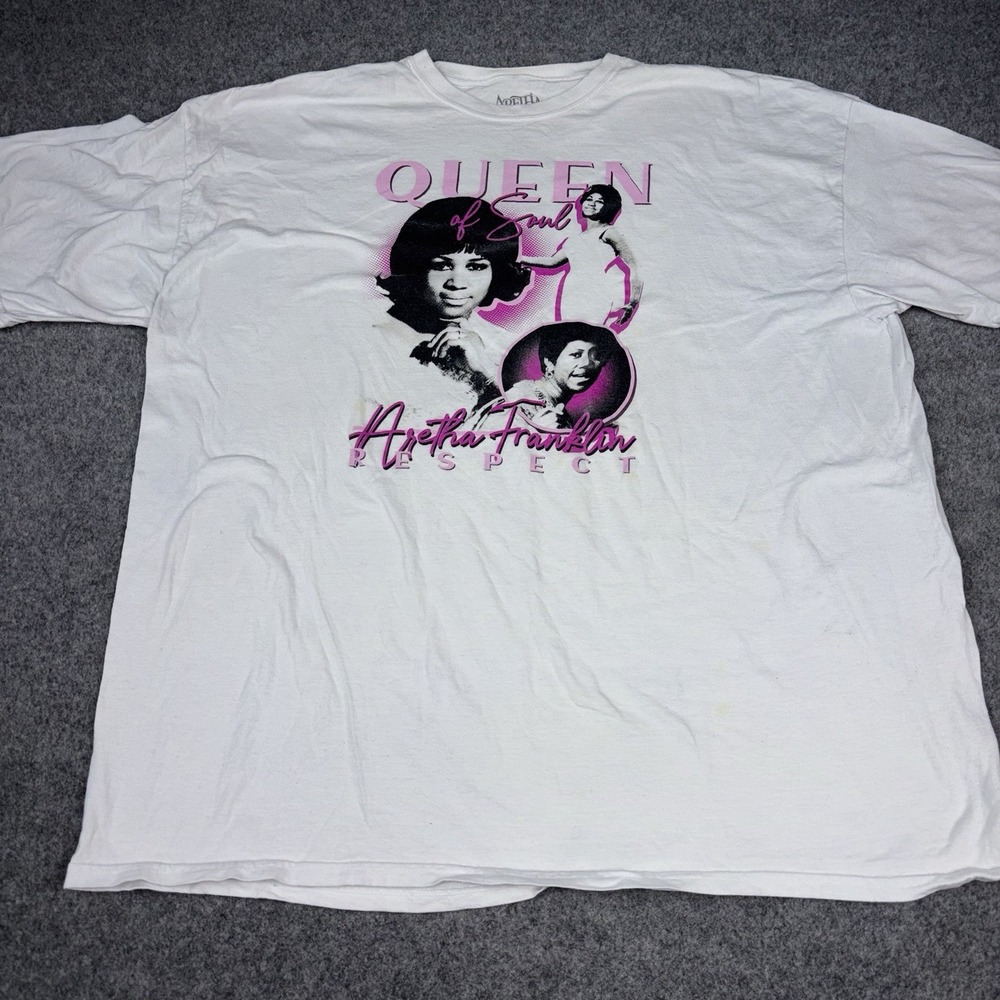 Aretha Franklin Queen Of Soul Shirt Women's 2X White Pink‎ Plus Size Music R&B